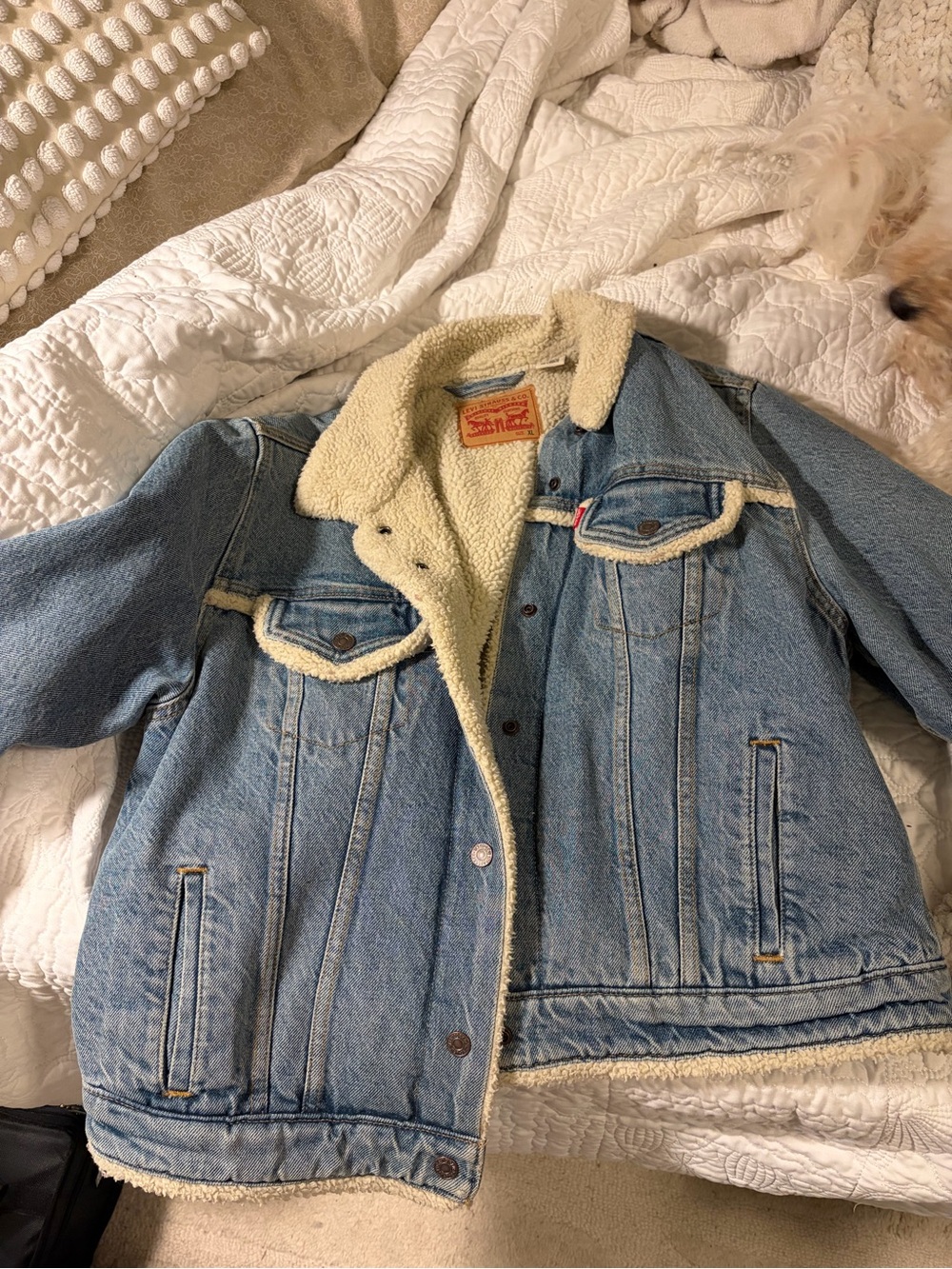 Levi's Denim Trucker Jacket with Cream Sherpa Lining
